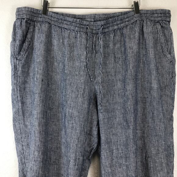 Talbots Linen Elastic Waist Pull-On Pants Pockets Pinstripe Beach Plus Size 22WP - Picture 3 of 12